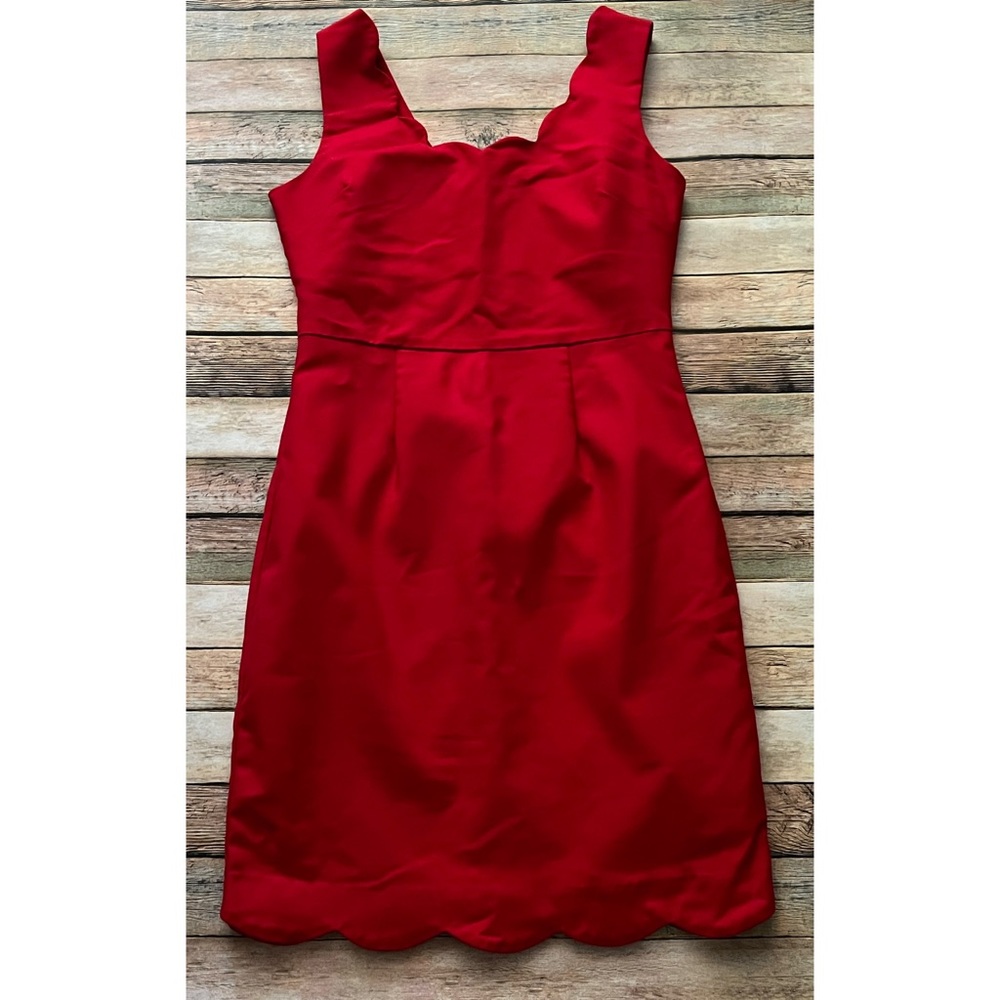 Forever 21 Scalloped Sheath Red Dress Sz M - Picture 4 of 6
